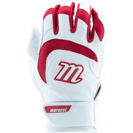 MARUCCI Signature Batting Glove V4 White/RED Adult Small - WHITE/RED / ADULT SMALL