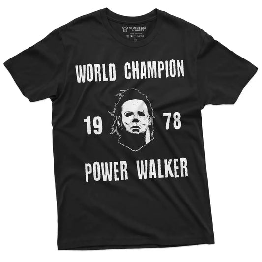 Mike Myers Halloween T-Shirt Mens Michael Myers Teeshirt Champion Power Walker Tee (Large Black) - Black / Large