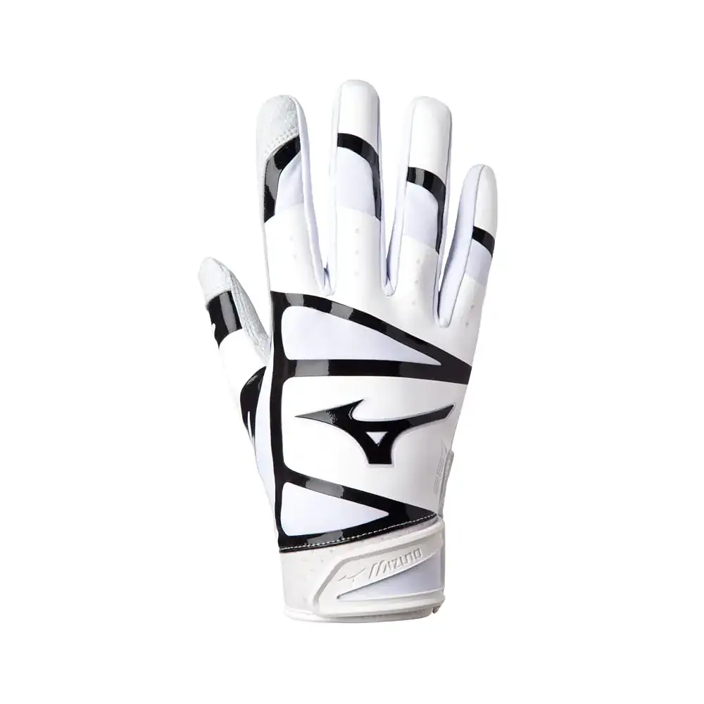 Mizuno F-257 Womens Softball Batting Glove White-Black Large - F-257 Women’s Softball Batting Glove / White/Black