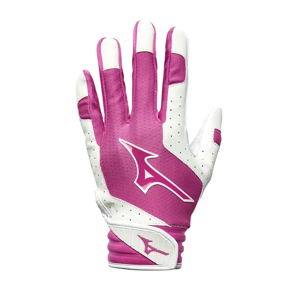 Mizuno Finch Youth Softball Padded Batting Glove White-Pink Large - Finch Youth Softball Padded Batting Glove