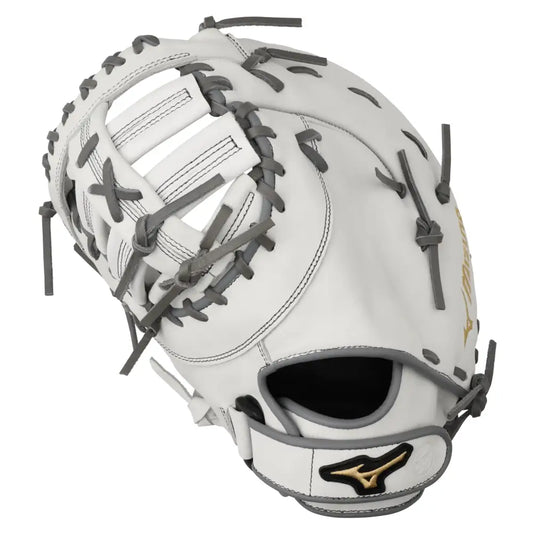 Mizuno GXF50FPW2 MVP Prime Fastpitch Softball First Base Mitt 13’’ 1st Base Left Hand Throw White-Grey - n/a