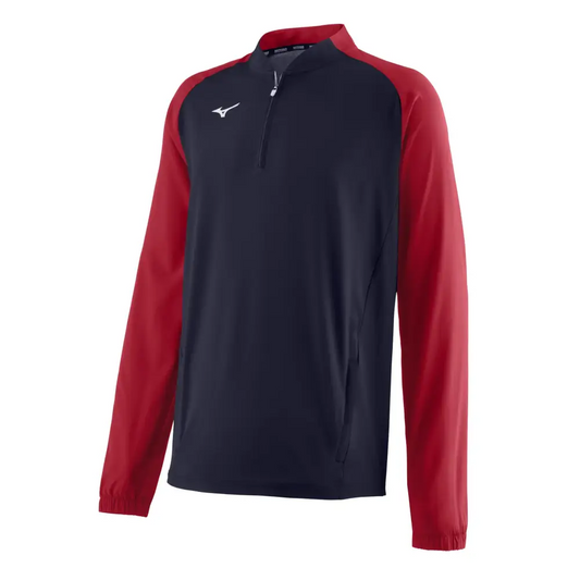 Mizuno Mens Standard Gametime Long Sleeve Hitting Jacket Navy/Red - Navy/Red / X-Large