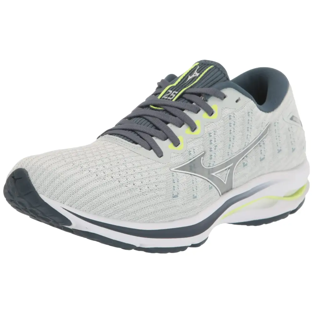 Mizuno Mens Wave Rider 25 WAVEKNIT™ | Neutral Support Running Shoe |Eco Friendly Materials | Waveknit- Peacock Blue