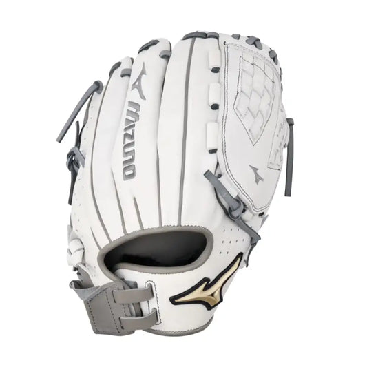 Mizuno Prime Elite Pitcher/Outfield Fastpitch Softball Glove 12’’ | Fastpitch FIELDERS MITT | RH White-Grey - Right