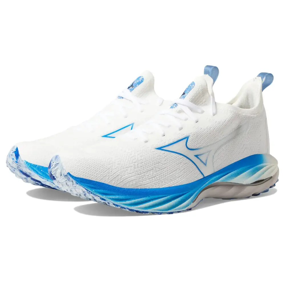 Mizuno Running Mens Wave Neo Wind Running Shoe Undyed Wht-Peace Blue 13 - Undyed Wht-peace Blue / 13