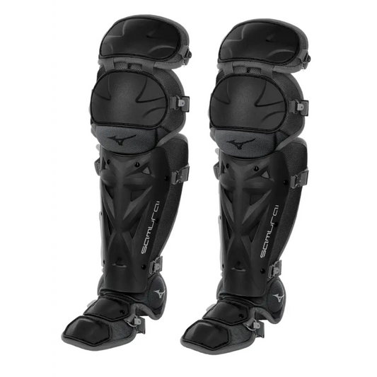 Mizuno Samurai Fastpitch Softball Womens Shin Guards 15’’ BLACK-GREY - Black/Grey / Women’s / 15’’