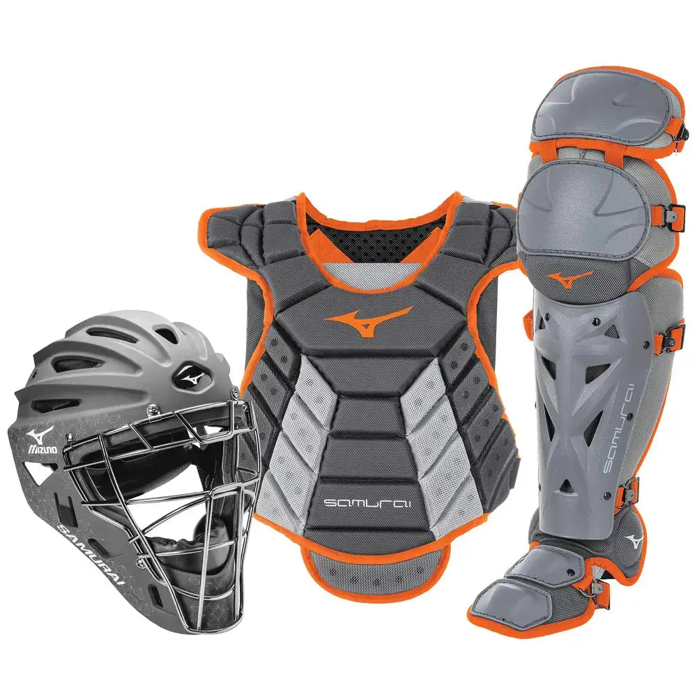 Mizuno Samurai Womens Boxed Catchers Gear Set Grey-Orange 13-15’’ Womens - Grey/Orange / 13-15’’ Women’s
