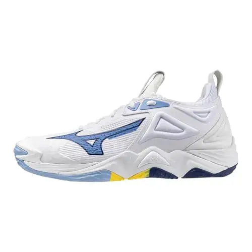 Mizuno Wave Momentum 3 Unisex Volleyball Shoe White-Bellwether Blue 9.5 US Men - White-bellwether Blue / 11 Wide