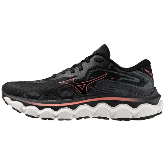 Mizuno Womens Wave Horizon 7 Running Shoe Black/Dubarry 9.5 Wide - Black/Dubarry / 9.5 Wide