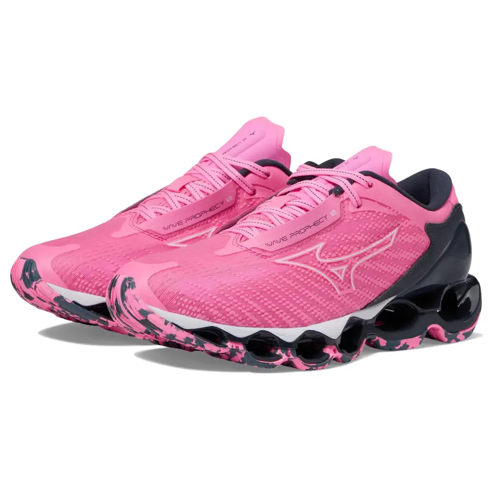 Mizuno Womens Wave Prophecy 12 Running Shoe Sakura Glow/Ombre Blue 7.5 - Sakura Glow/Ombre Blue / 7.5