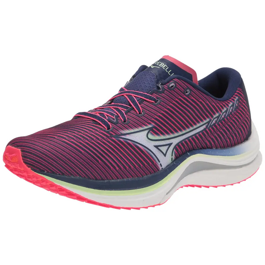 Mizuno Womens Wave Rebellion Running Shoe Diva Pink-Indigo White 6.5 - Diva Pink-indigo White / 6.5