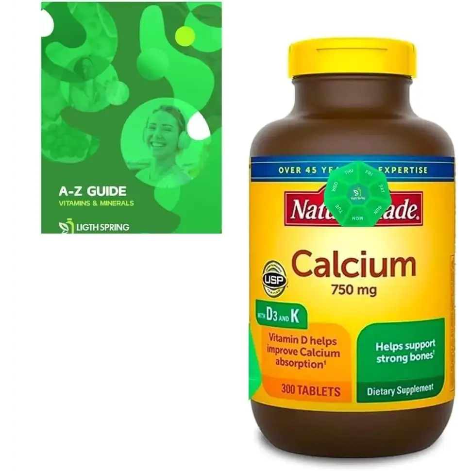 Nature Made Calcium 750 mg with Vitamin D3 and K Dietary Supplement for Bone Support 300 Tablets with Exclusive