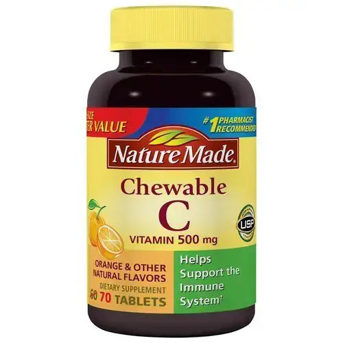 Nature Made Chewable Orange Flavor Vitamin C Tablets 500 mg 70 count - Orange / 70 Count (Pack of 1)