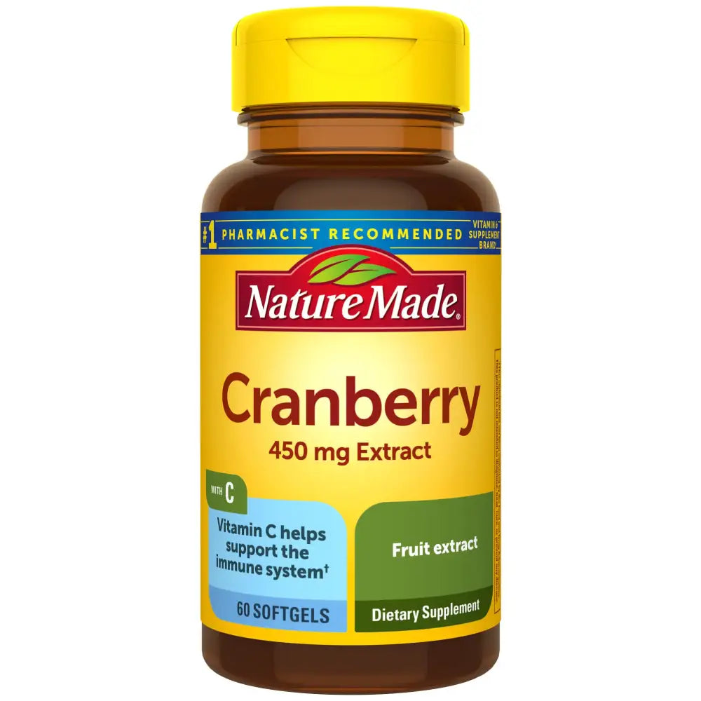 Nature Made Cranberry with Vitamin C Dietary Supplement for Immune and Antioxidant Support 60 Softgels 30 Day Supply