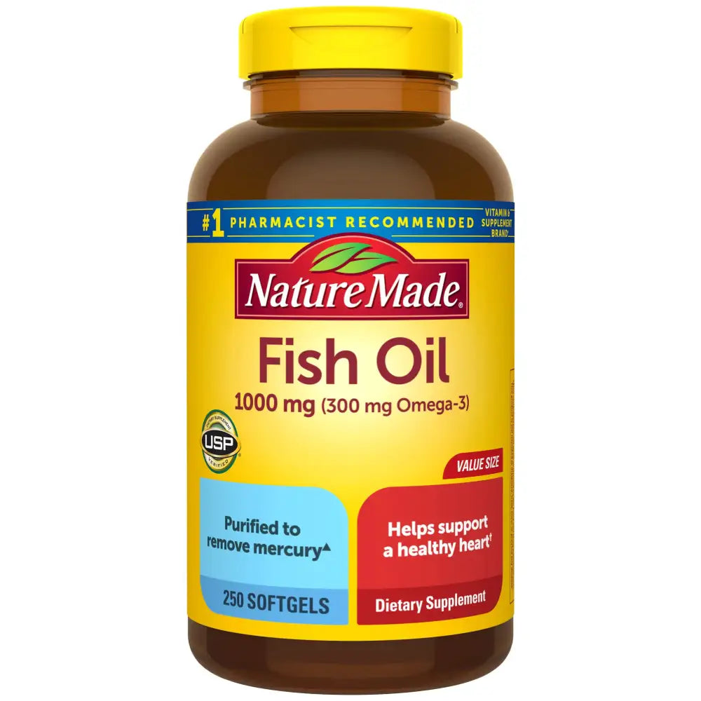 Nature Made Fish Oil 1000 mg Softgels Fish Oil Supplements Omega 3 Fish Oil for Healthy Heart Support Omega 3