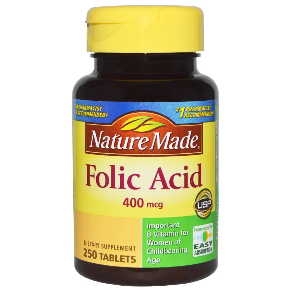 Nature Made Folic Acid 400 mcg (665 mcg DFE) Tablets 250 Count (Pack of 3) - 250 Count (Pack of 3)