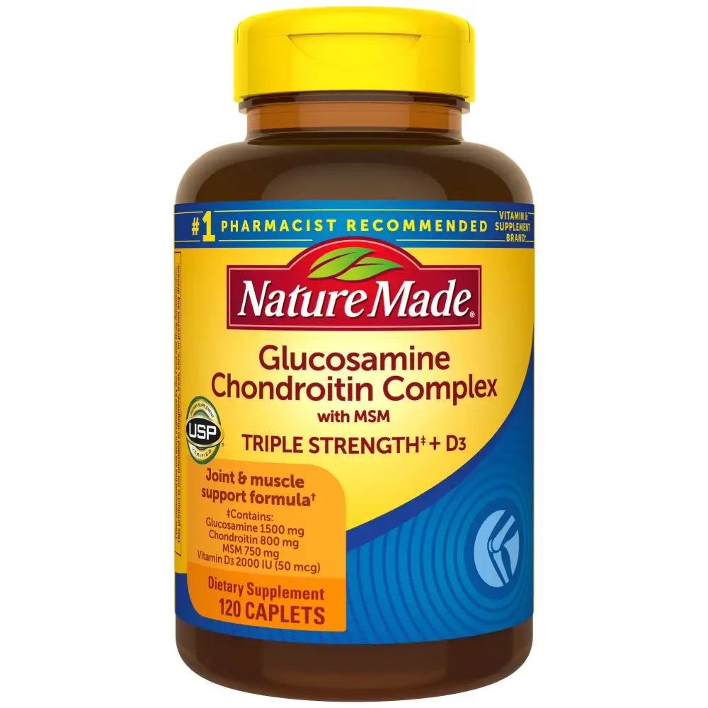 Nature Made Glucosamine Chondroitin Complex with MSM Dietary Supplement for Joint Support 120 Caplets 60 Day Supply