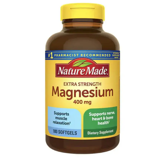 Nature Made Magnesium 400 mg Oxide Extra Strength 180 softgels 180 Supply Days-1 Softgel Daily with Water and a Meal-
