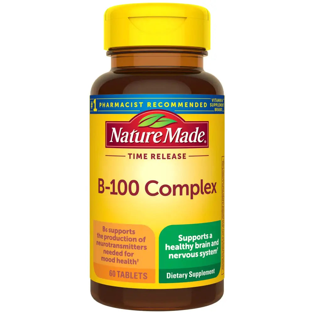 Nature Made Time Release Vitamin B-100 High Potency B Complex Dietary Supplement for Nervous System Function Support 60