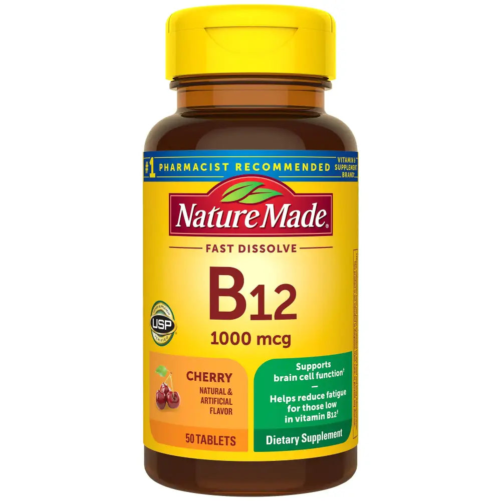 Nature Made Vitamin B12 1000 mcg Easy to Take Sublingual B12 for Energy Metabolism Support 50 Sugar Free Fast Dissolve
