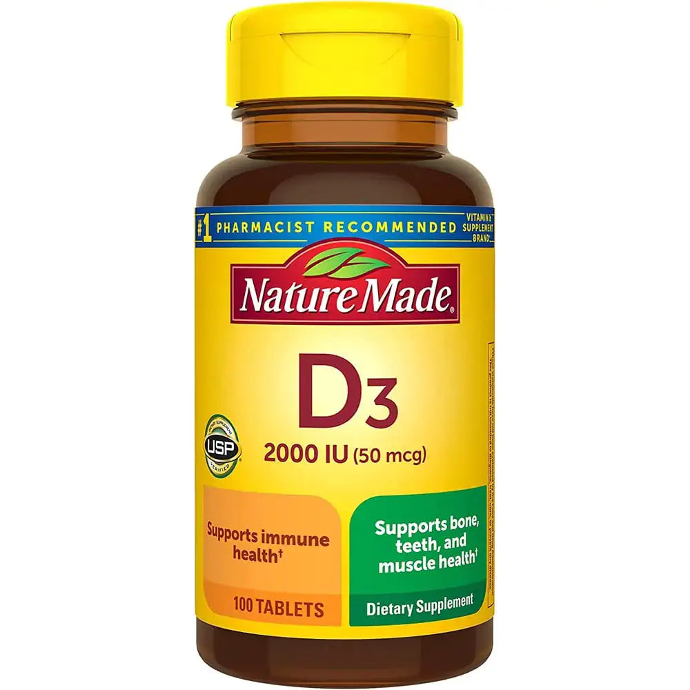 Nature Made Vitamin D3 2000 IU (50 mcg) Dietary Supplement for Bone Teeth Muscle and Immune Health Support 90 Softgels
