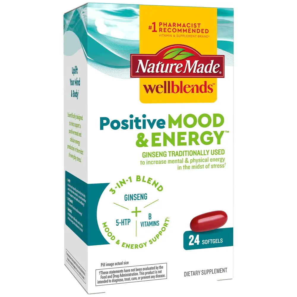 Nature Made Wellblends Positive Mood & Energy 5HTP Thiamin Niacin Vitamin B6 Vitamin B12 and Pantothenic Acid plus