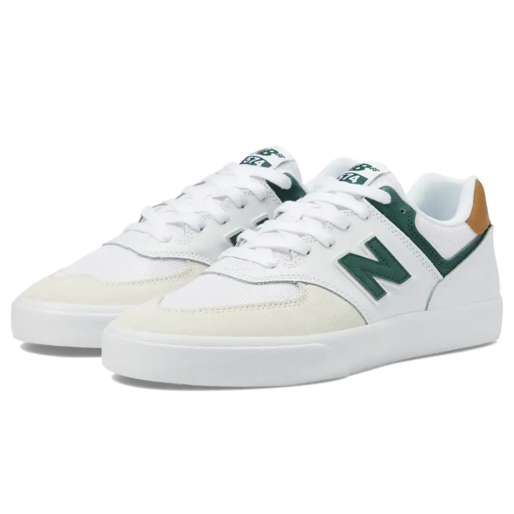 New Balance 574 Vulc White/Forest US Mens 5.5 Womens 7 D (M) - White/Forest / 7 Women/5.5 Men