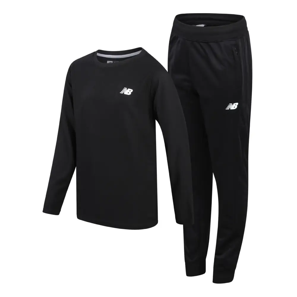 New Balance Boys Tracksuit Set - 2 Piece Long Sleeve Poly Thermal Shirt and Tricot Jogger Sweatpants for Boys (8-20)