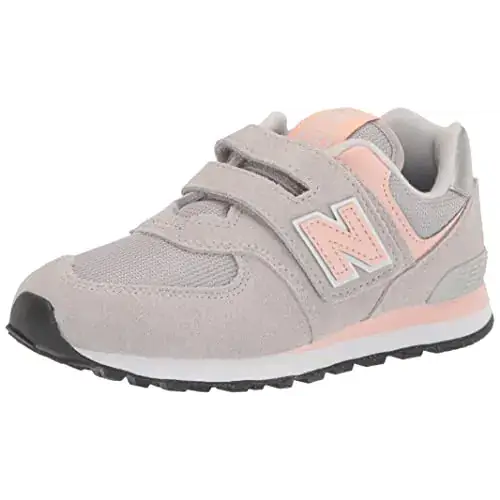 New Balance Girls 574 Core Hook and Loop Sneaker Rain Cloud/Pink Haze 12 Wide Little Kid - Rain Cloud/Pink Haze / 12