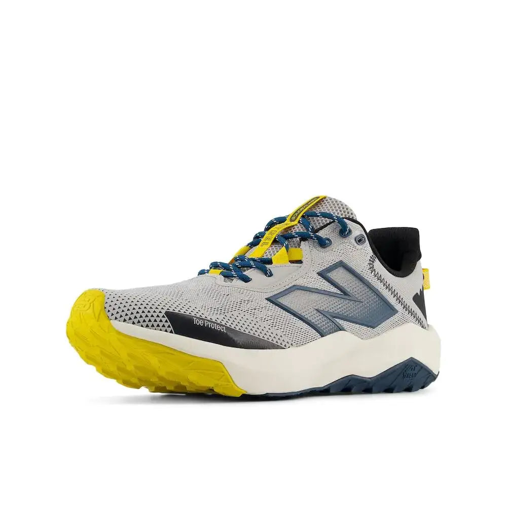 New Balance Mens Dynasoft Nitrel V6 Trail Running Shoe Raincloud/Deep Sea/Firefly 9.5 X-Wide - Raincloud/Deep