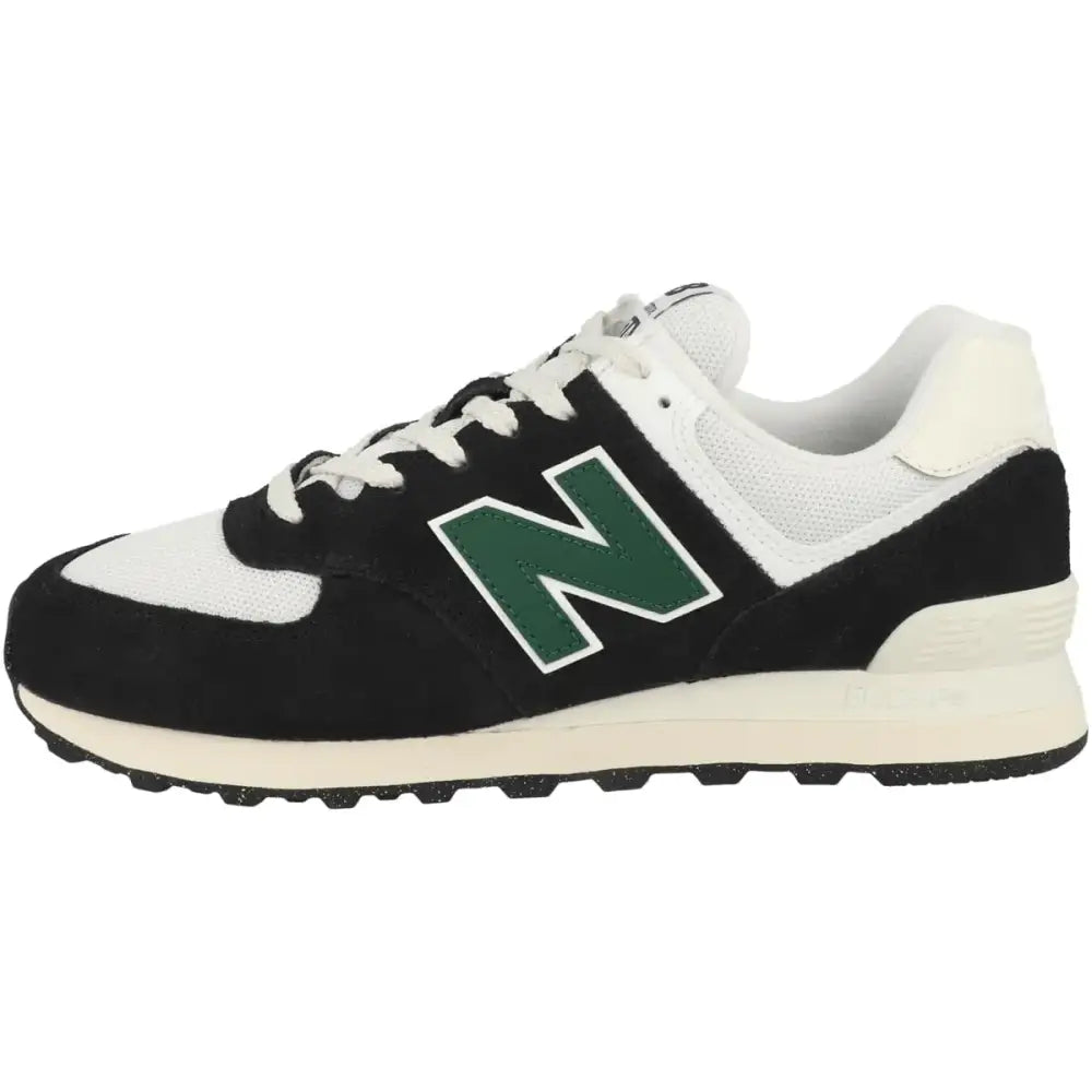 New Balance Unisex 574 V2 Varsity Suede Sneaker Black/White/Marsh Green 4.5 US Men - Black/White/Marsh Green / 6 Wide