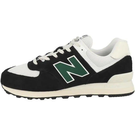 New Balance Unisex 574 V2 Varsity Suede Sneaker Black/White/Marsh Green 4.5 US Men - Black/White/Marsh Green / 6 Wide