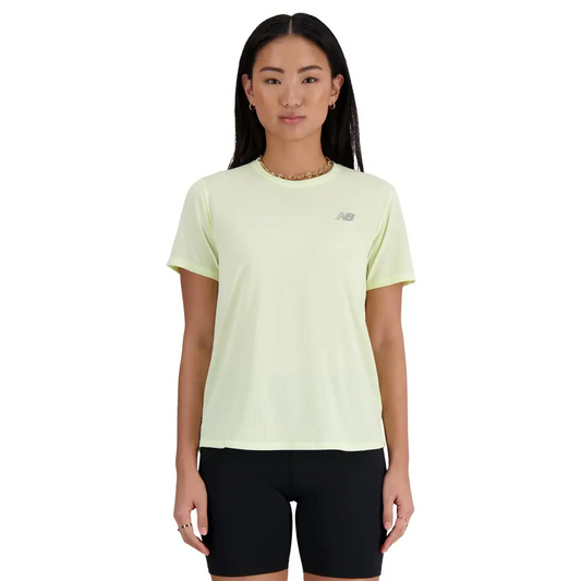 New Balance Womens Athletics T-Shirt Lime Light Heather Medium - Lime Light Heather / Medium