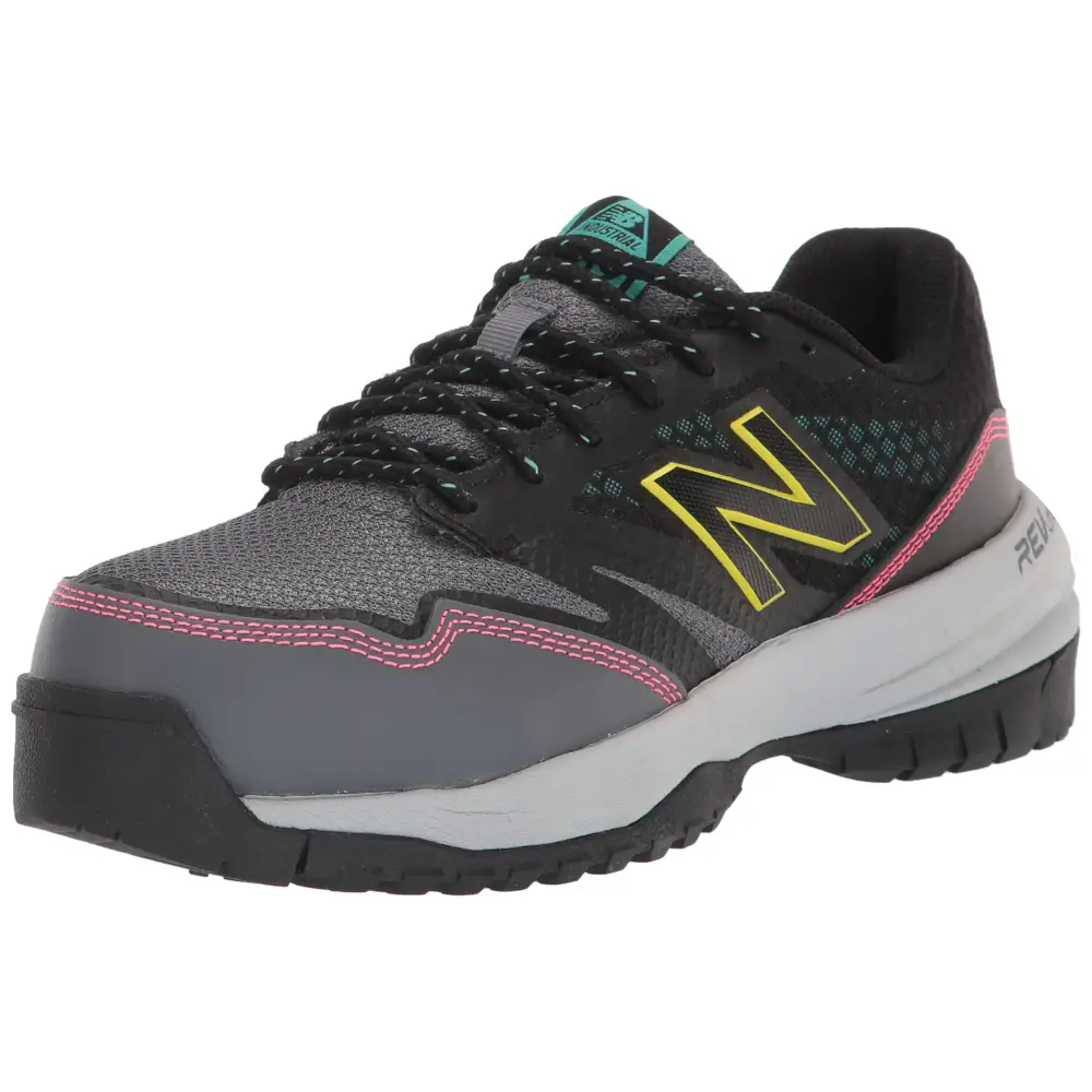 New Balance Womens Composite Toe 589 V1 Industrial Shoe Black/Lead/Sulphur Yellow 8.5 - Black/Lead / 8.5