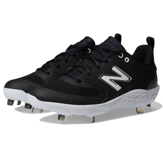 New Balance Womens Fresh Foam Velo V3 Softball Shoe Black/White 8.5 Wide - Black/White / 8.5 Wide
