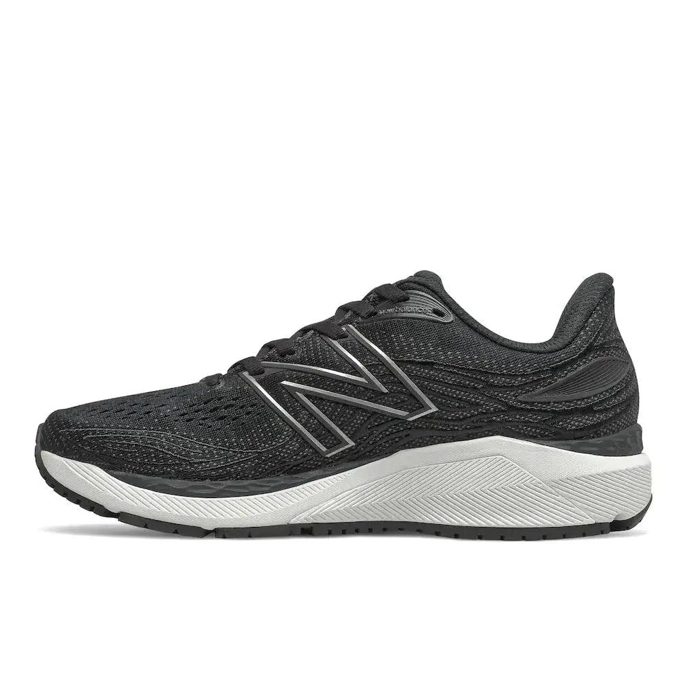 New Balance Womens Fresh Foam X 860 V12 Running Shoe Black/White 7.5 M - Black/White / 7.5