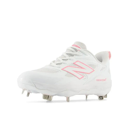 New Balance Womens Fresh Foam X Velo V4 Metal Softball Shoe White/Ultra Pink 7.5 - White/Ultra Pink / 7.5