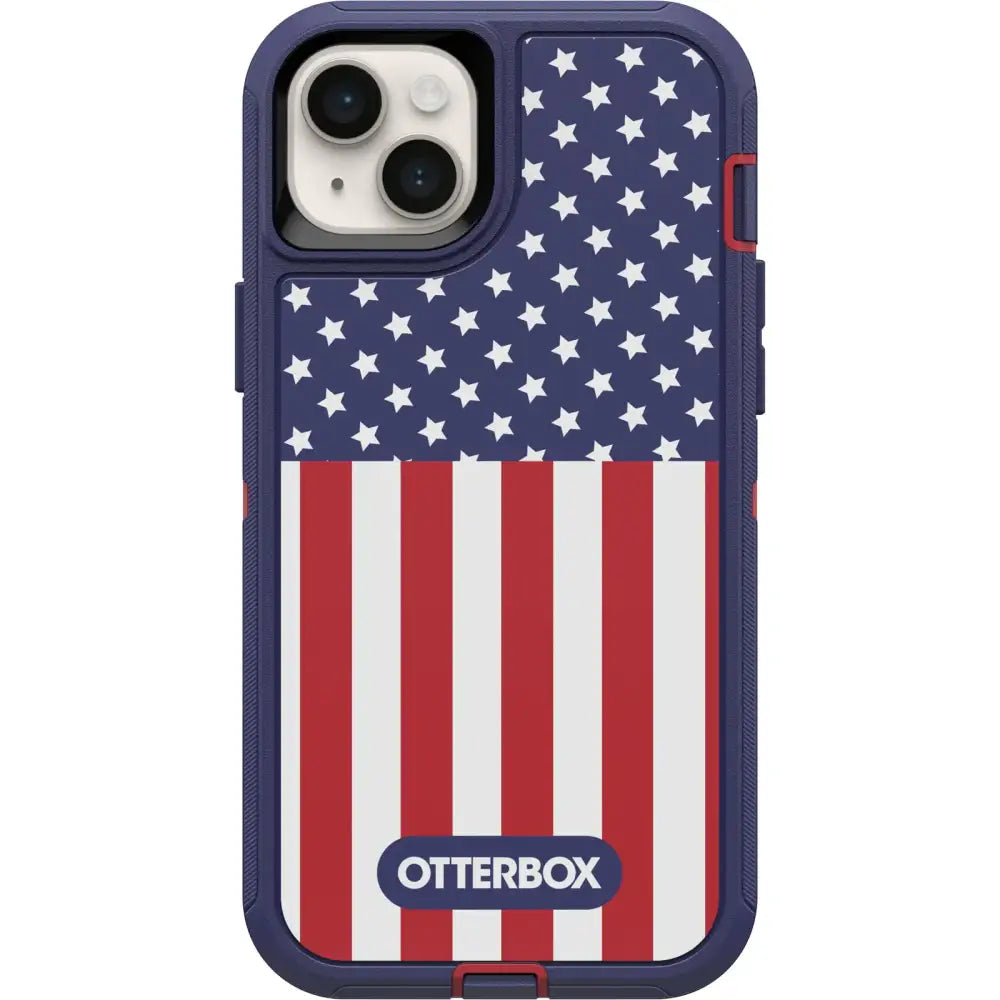 OtterBox iPhone 14 Plus Defender Series Case - American Flag Rugged & Durable with Port Protection Includes Holster