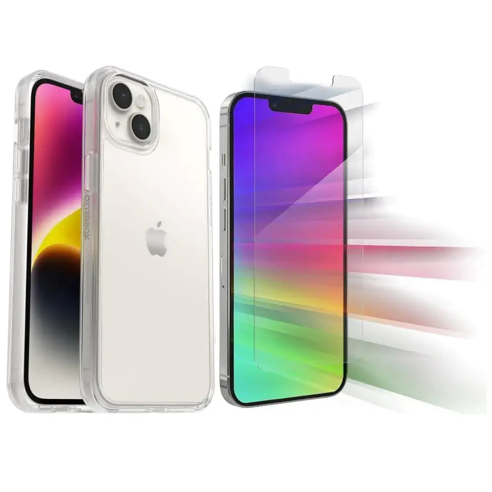 OtterBox iPhone 14 Plus (Only) Bundle: - Symmetry Series Clear Case - Clear - with Screen Protector - Ultra-Sleek
