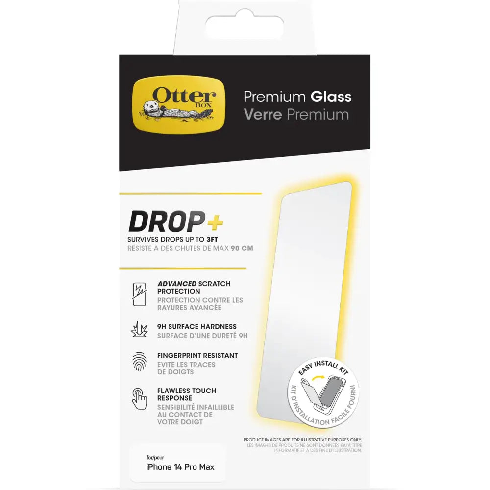 OtterBox iPhone 14 Pro Max Premium Glass antimicrobial anti-scratch protection shatter Resistant crystal clarity - n/a