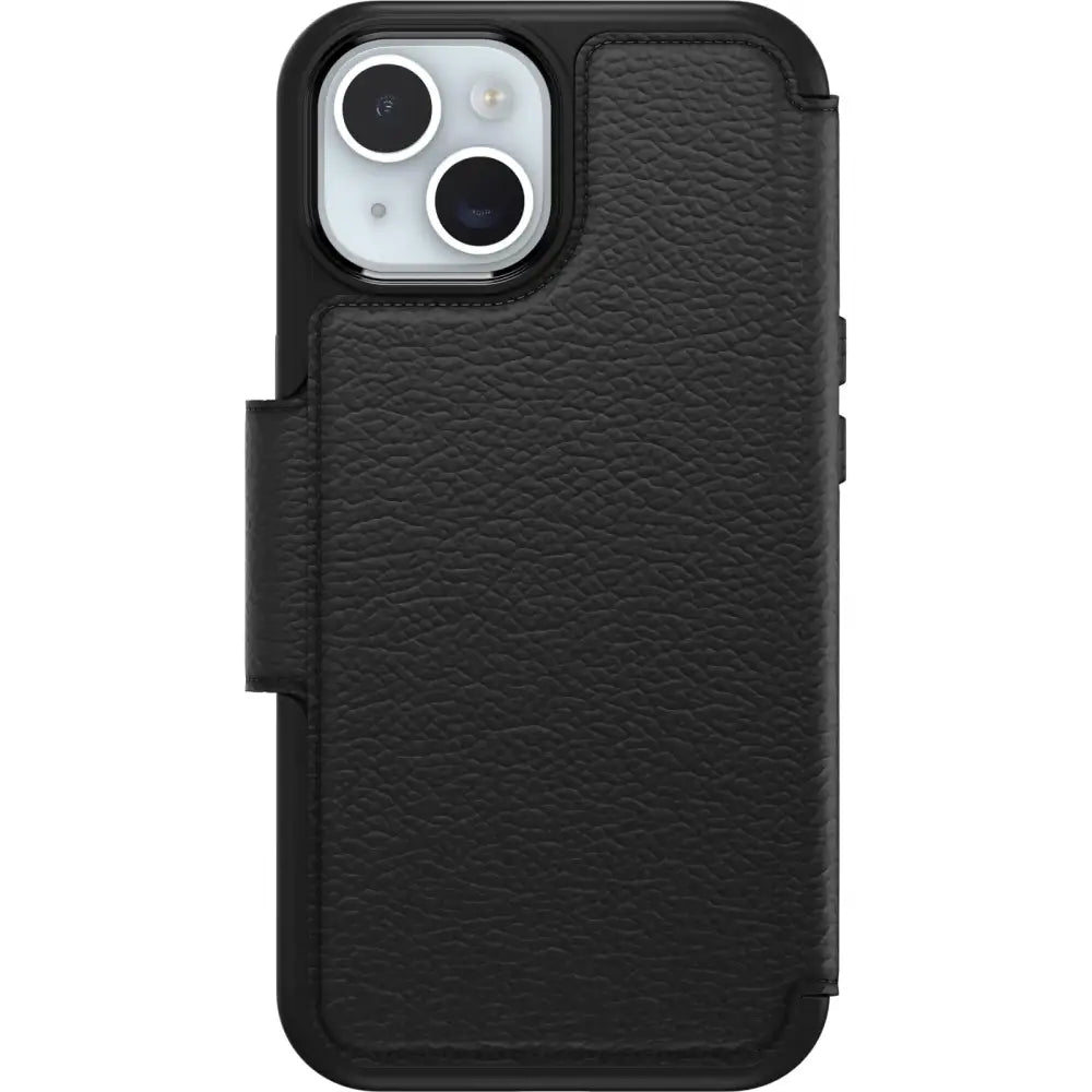 OtterBox iPhone 15 (Only) Strada Folio Series Case - Shadow (Black) Card Holder Snaps to MagSafe Genuine Leather