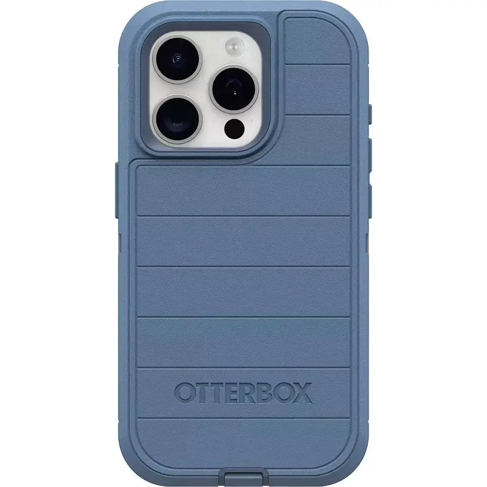 OtterBox iPhone 15 Pro (Only) - Defender Series Case - Baby Blue Jeans (Blue) - Case Only - Screenless - Rugged &