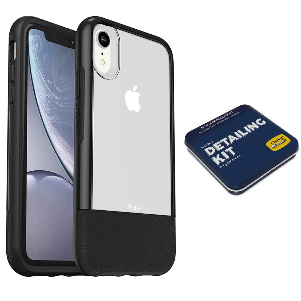 OtterBox Statement Series Case for iPhone XR with Detail Mobile Phone Cleaning Kit - Lucent Black (Clear/Black) - n/a