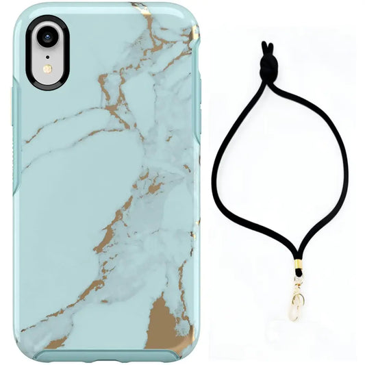 OtterBox Symmetry Series Case for Apple iPhone XR Wrist Lanyard - Non Retail Packaging - Teal Marble - Teal Marble