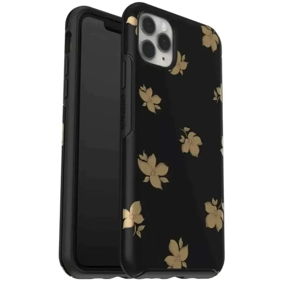 OtterBox Symmetry Series iPhone 12 Mini Case - Once & Flor-AL Black and Gold Flower Design Apple Phonecase Slim Fit