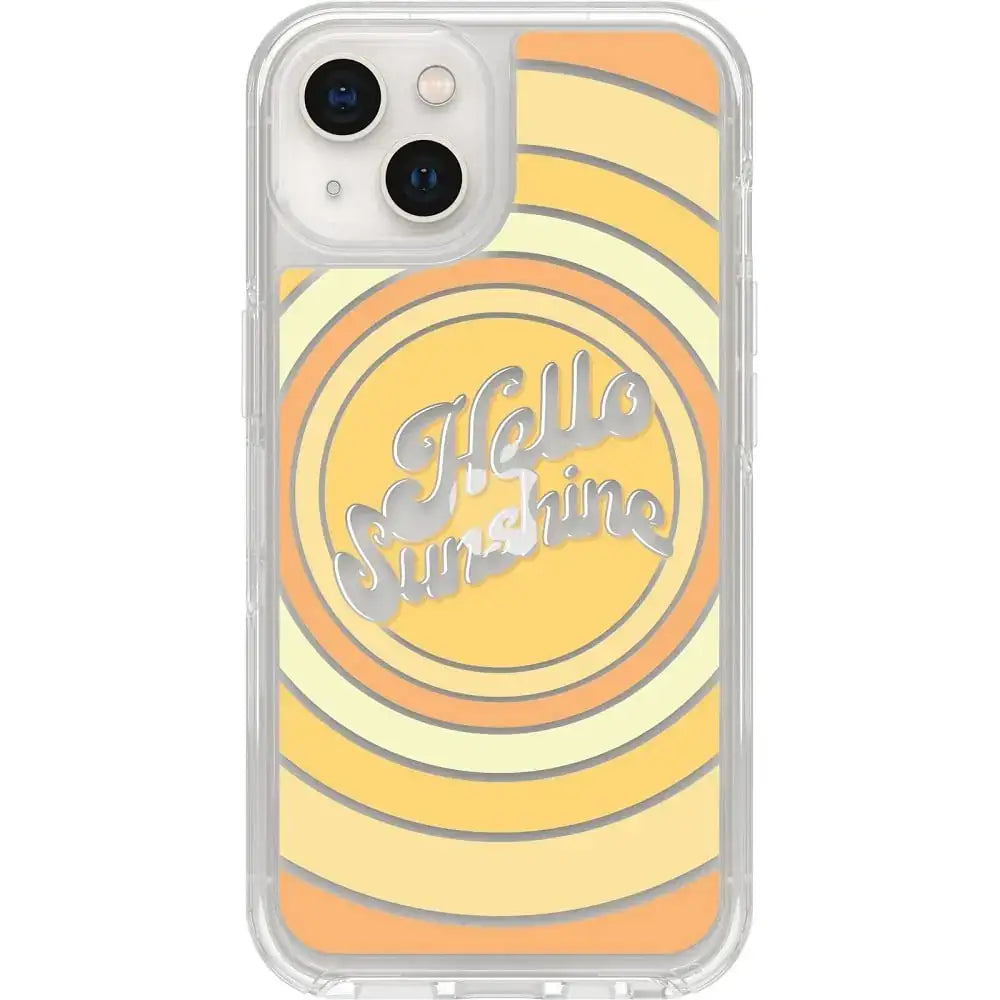 OtterBox Symmetry Series iPhone 13 Case - Hello Sunshine Clear and Orange Graphic Design Apple Phonecase Slim Fit