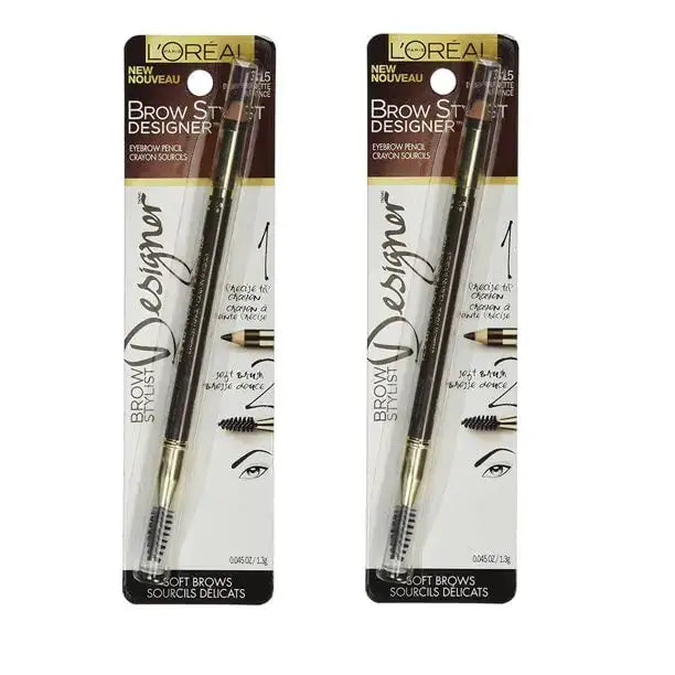 Pack of 2 LOreal Paris Brow Stylist Designer Eyebrow Pencil Dark Brunette # 3152 - 315 Dark Brunette / 1 Count (Pack
