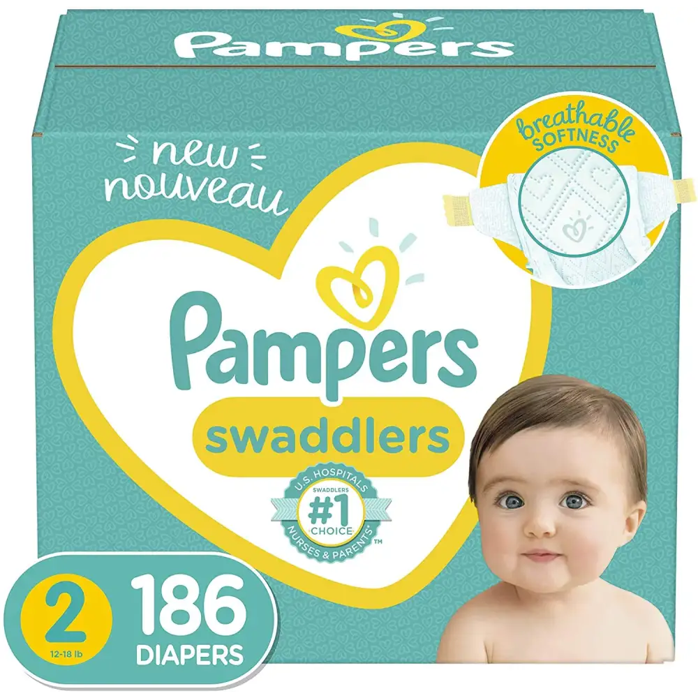Pampers Baby Diapers Swaddlers One Month Supply Multi Size 2 186 Count - 186 / Size 2