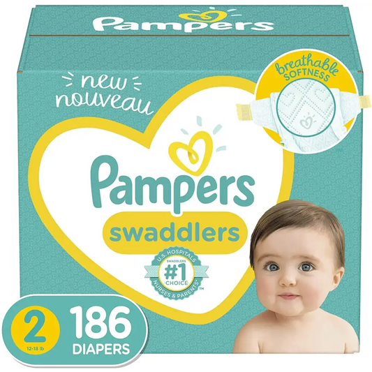 Pampers Baby Diapers Swaddlers One Month Supply Multi Size 2 186 Count - 186 / Size 2