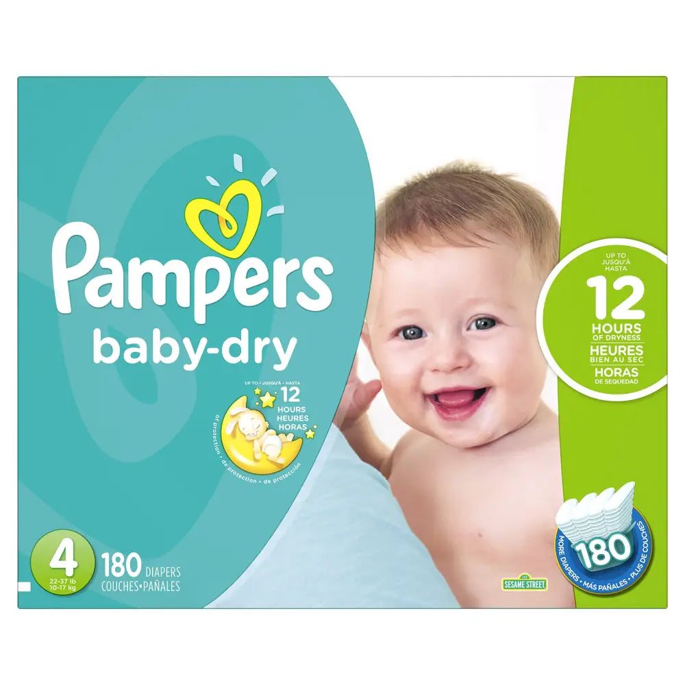 Pampers Baby Dry Diapers Size 4 180 Count - n/a